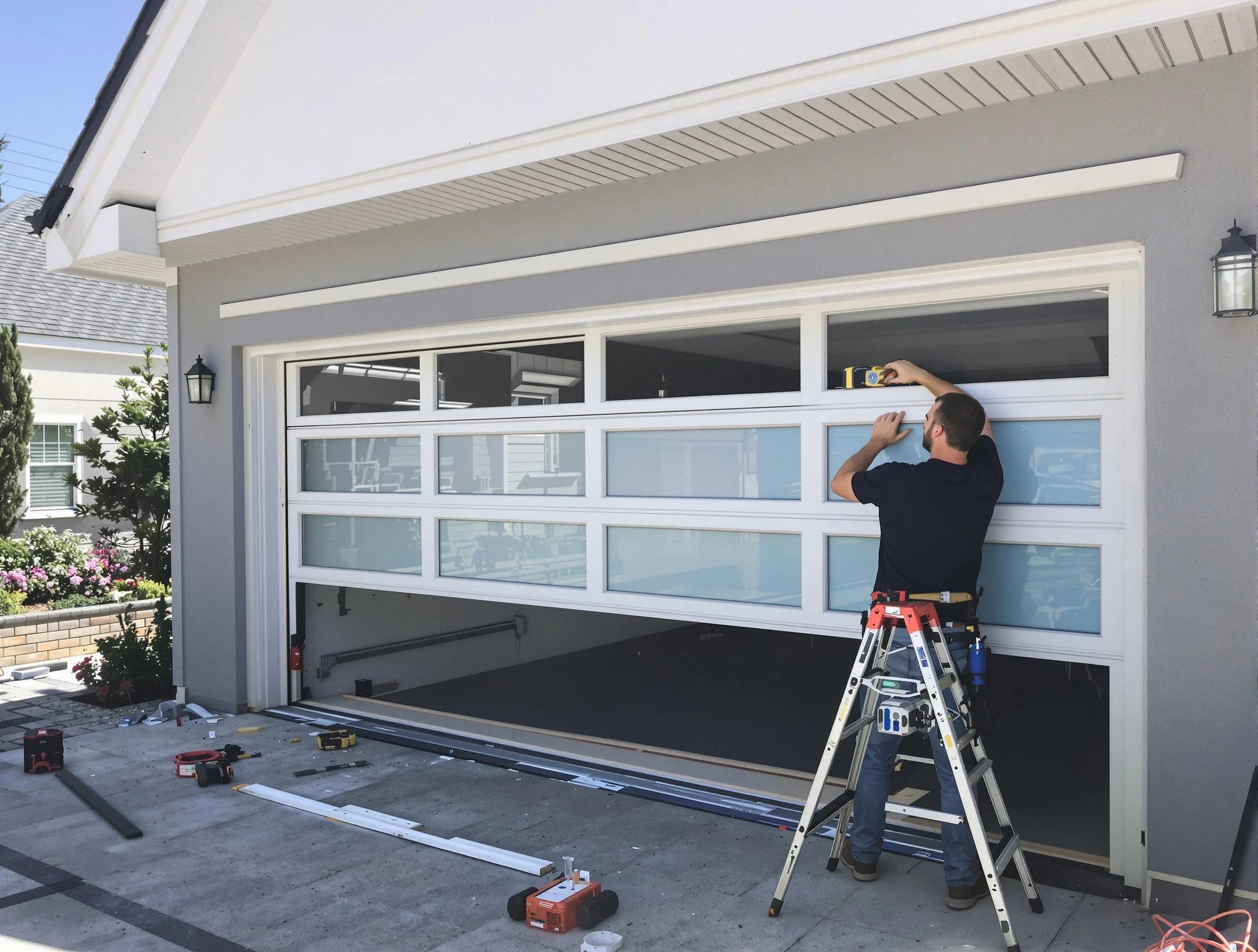 Woburn Garage Door Repair team performing garage door replacement in Woburn