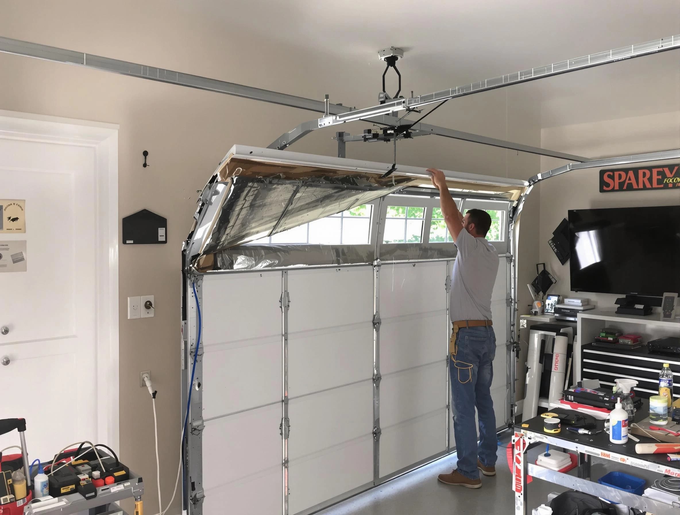 Garage door section replacement by Woburn Garage Door Repair in Woburn