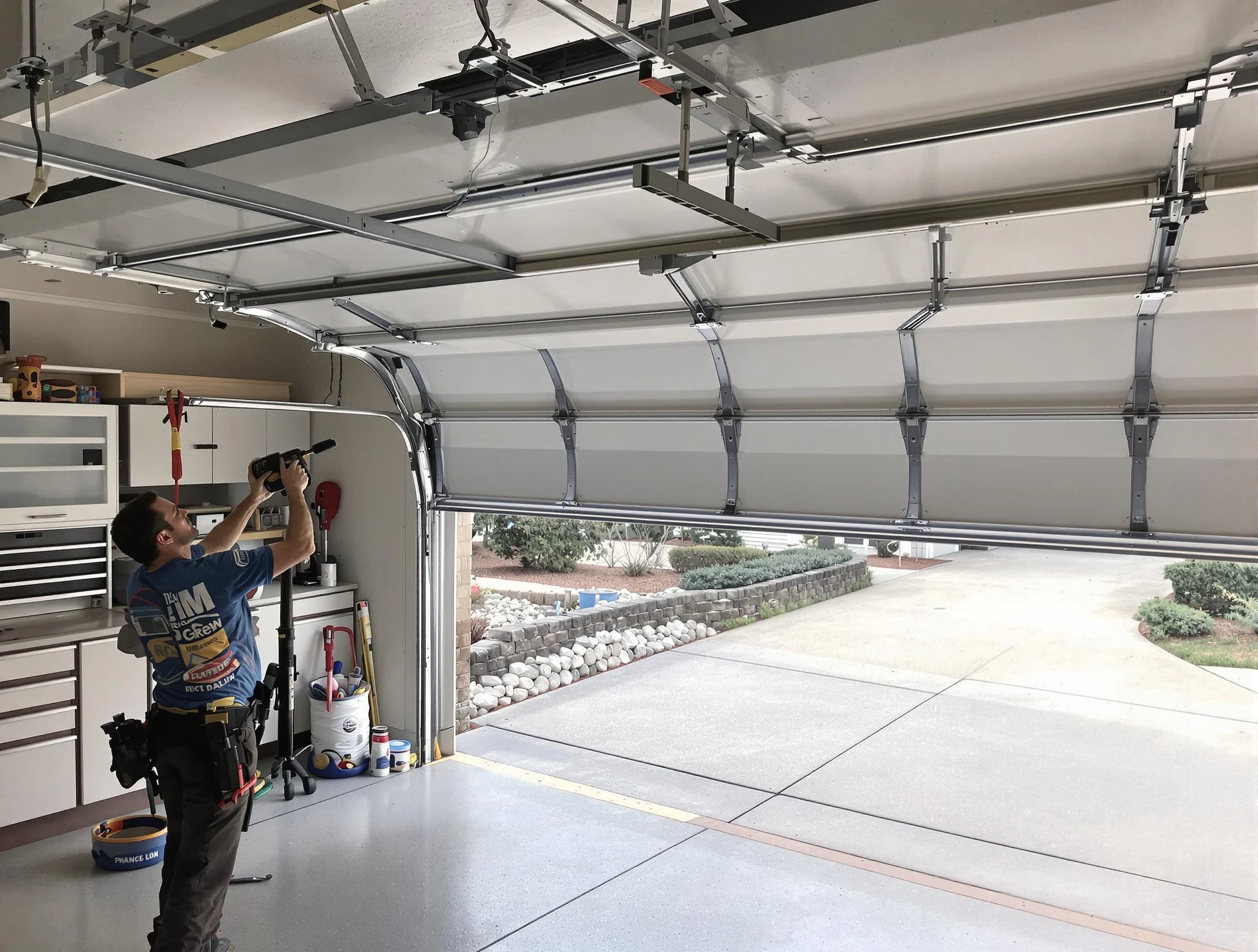 Garage door track repair service by Woburn Garage Door Repair in Woburn
